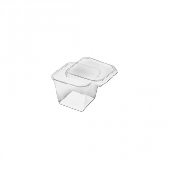 Pote Plástico Descartável Quadrado com Tampa 250mL Prafesta com 20 unid.