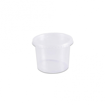 Pote Plástico Descartável Redondo com Tampa 1000mL Prafesta com 24 unid.