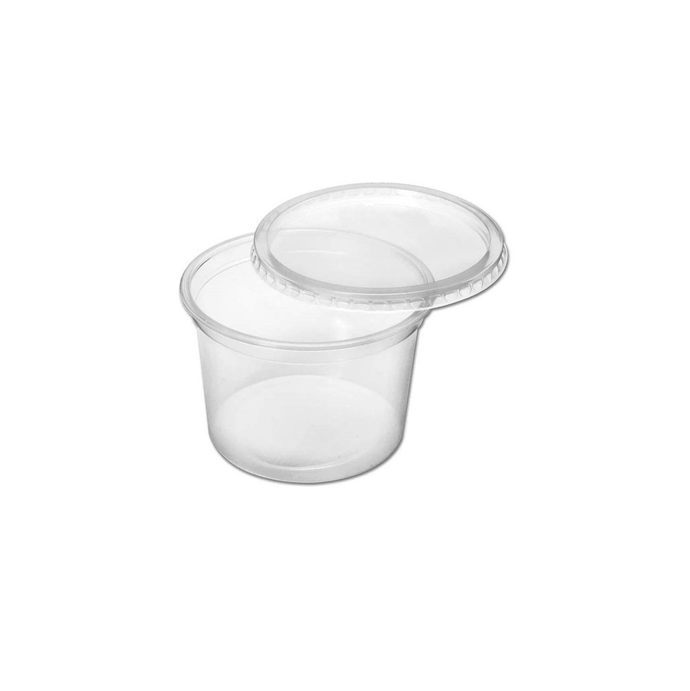 Pote Plástico Descartável Redondo com Tampa 1000mL Prafesta com 24 unid.