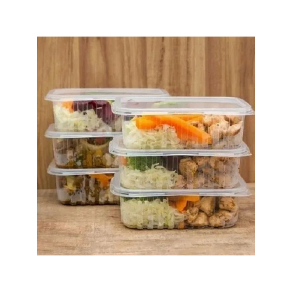 Pote Plástico Descartável Retangular com Tampa 250mL Prafesta com 24 unid.