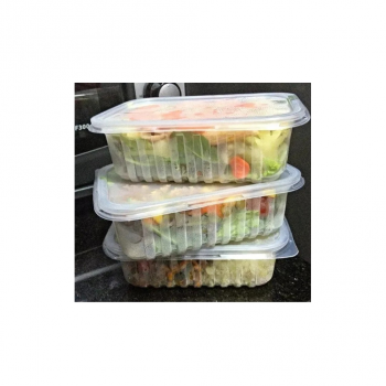 Pote Plástico Descartável Retangular com Tampa 1500mL Prafesta com 10 unid.