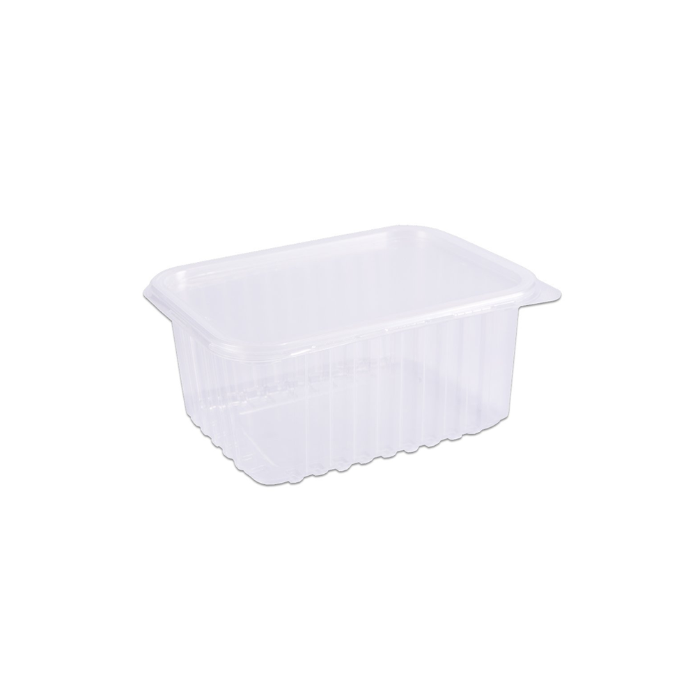 Pote Plástico Descartável Retangular com Tampa 1500mL Prafesta com 10 unid.