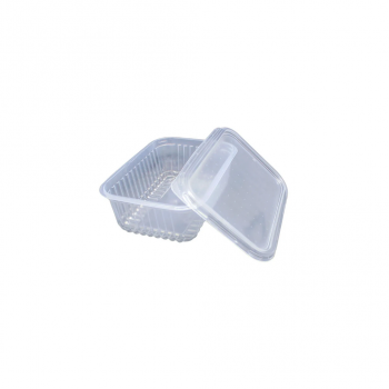 Pote Plástico Descartável Retangular com Tampa 500mL Prafesta com 24 unid.