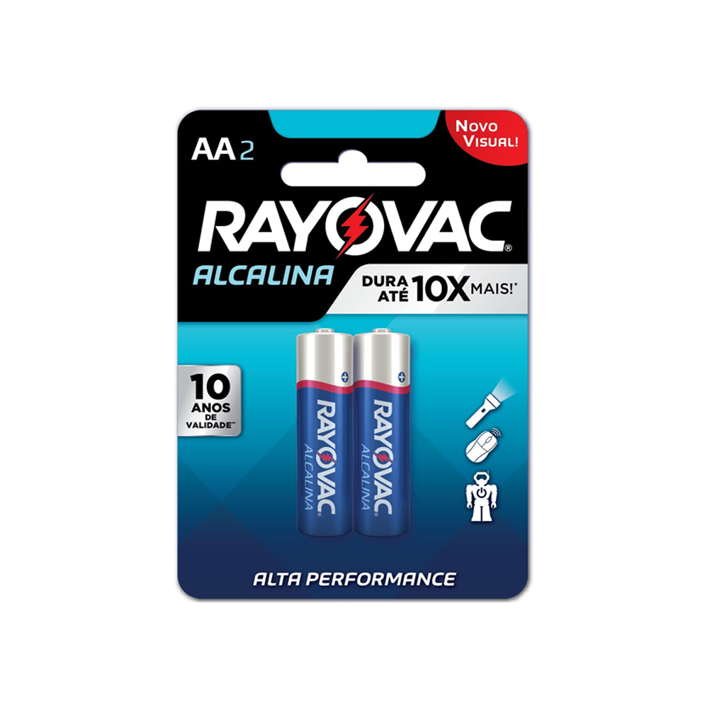 Pilha Alcalina AA Pequena Rayovac com 2 unid.