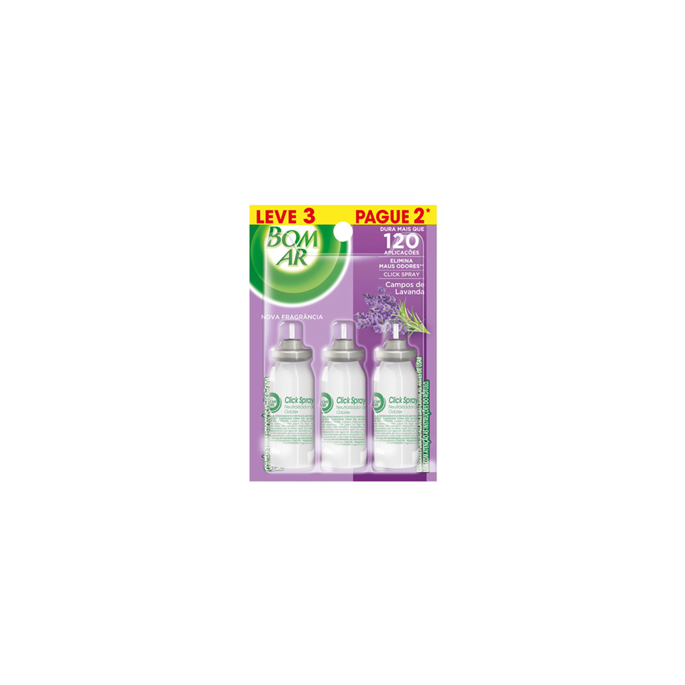 Desodorizador Bom Ar Click Spray 12mL Refil Lavanda  LEVE 3 PAGUE 2