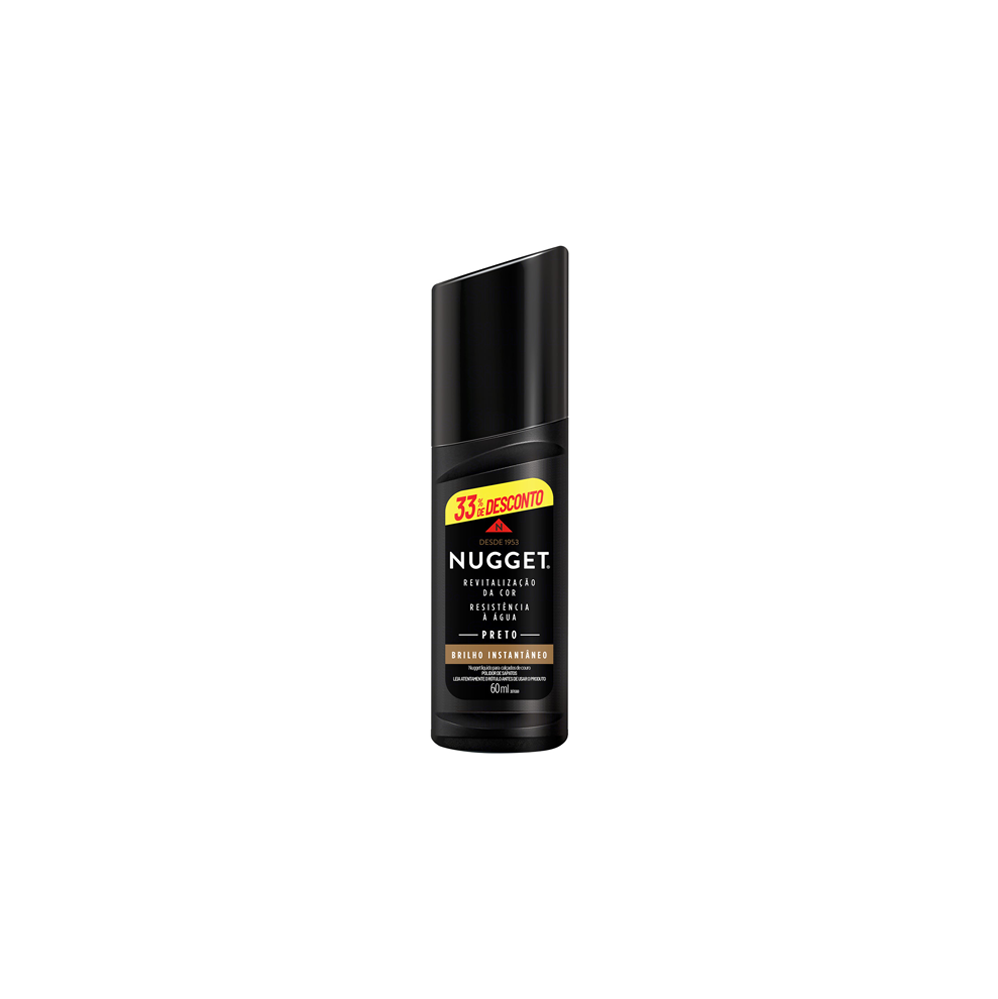 Graxa para Sapato Líquida Nugget Preto 60mL 33% GRÁTIS