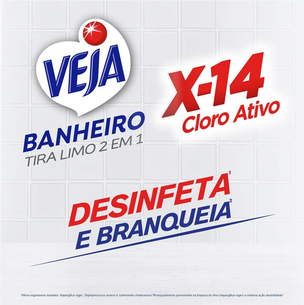Limpador Banheiro Tira Limo Veja X-14 500mL 20% GRÁTIS