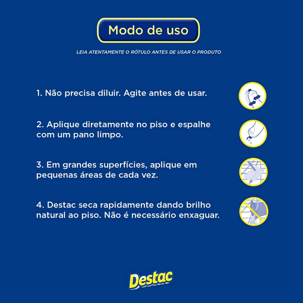 Limpador de Piso Madeira Destac Lavanda Uso Direto 750mL