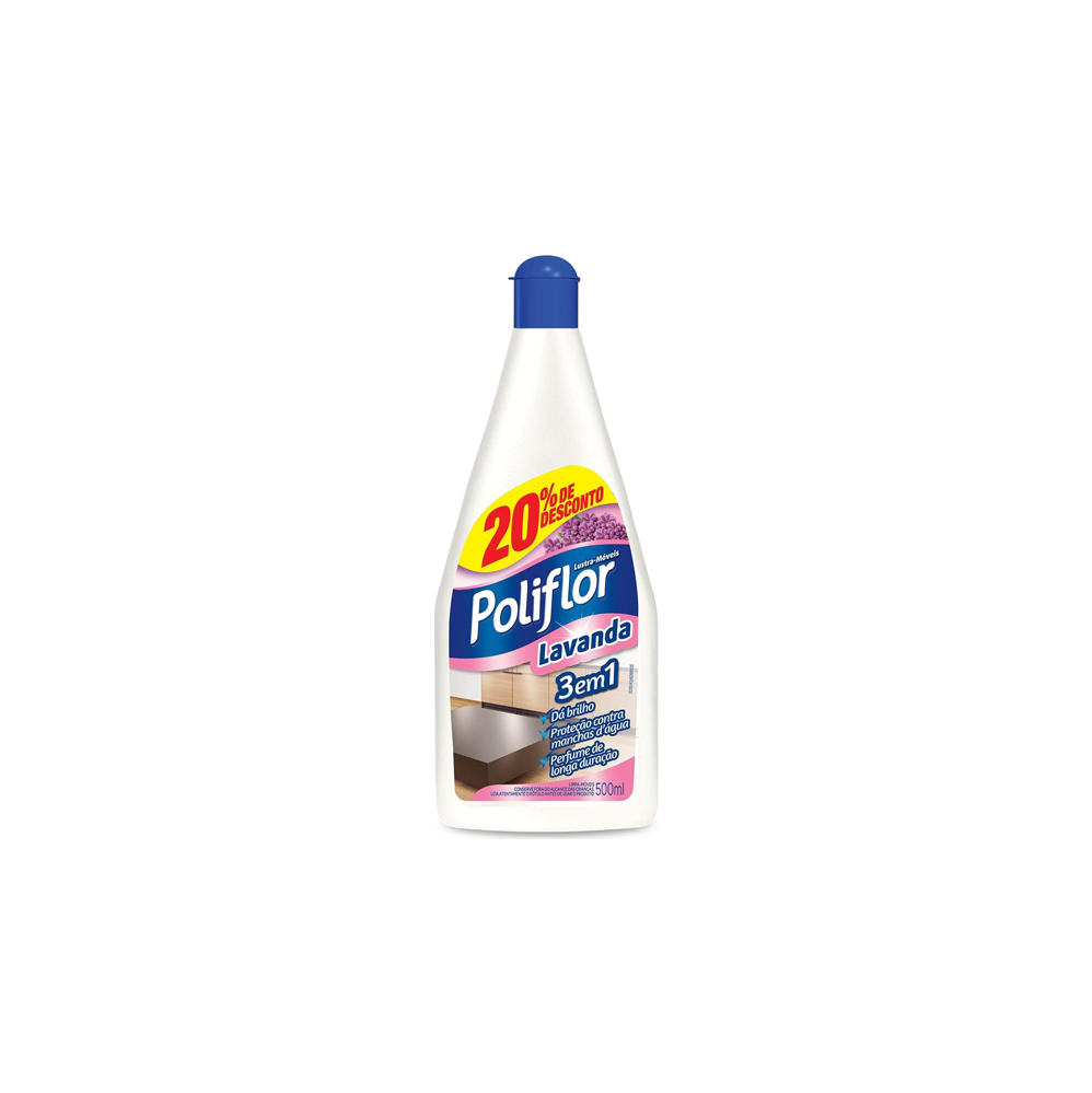 Lustra Móveis Poliflor Lavanda 500mL 20% GRÁTIS