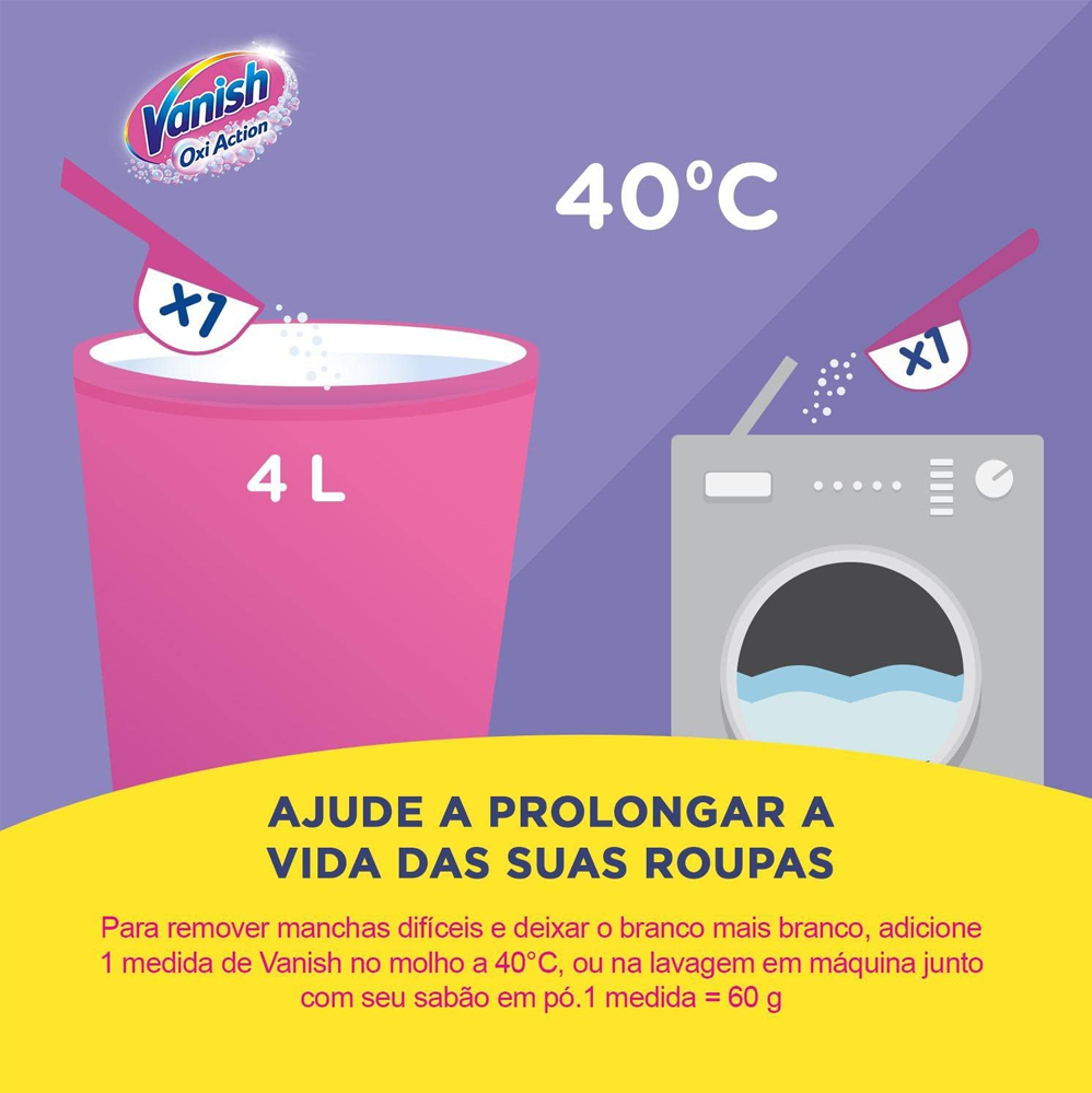 Tira Manchas em Pó Vanish Cristal White para Roupas Brancas 400g