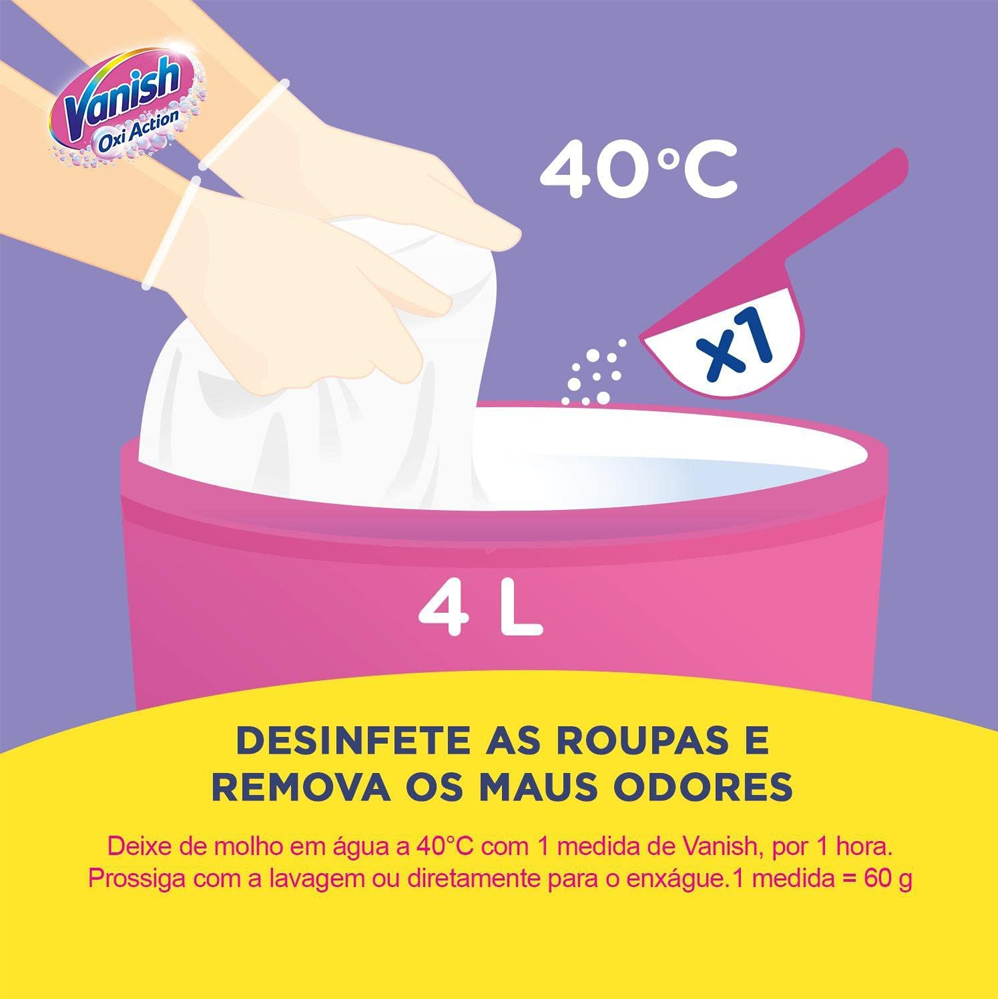 Tira Manchas em Pó Vanish Cristal White para Roupas Brancas 400g