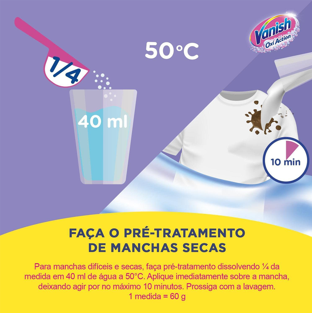 Tira Manchas em Pó Vanish Cristal White para Roupas Brancas 400g