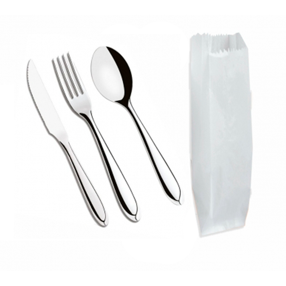 Saco de Papel para Talher 7x27cm Branco com 500 unid. Embalebem 
