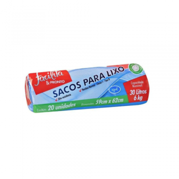 Saco de Lixo 30L Azul Plaszon com 20 unid.
