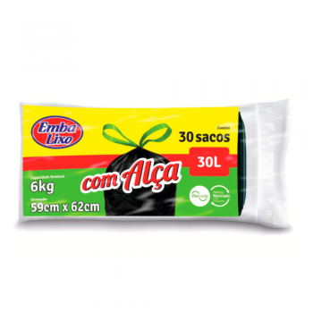 Saco de Lixo 30L Preto Embalixo com 30 unid. com Alça