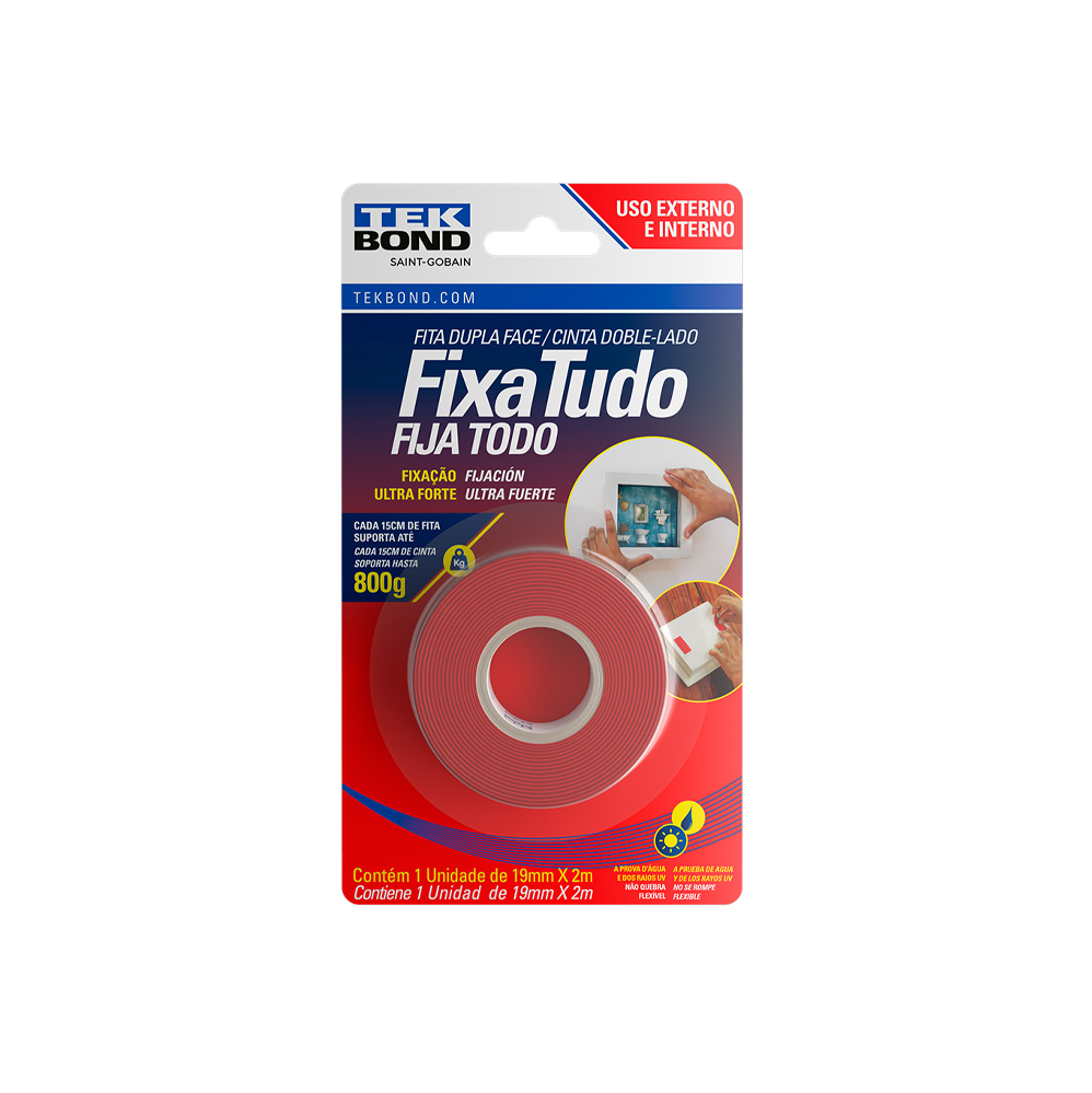 Fita Dupla Face Tekbond Fixa Tudo Ultra Forte 19mm x 2m