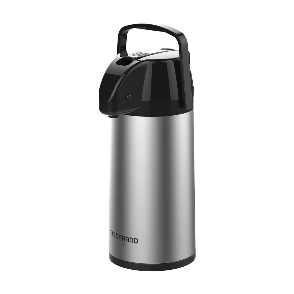 Garrafa Térmica de Pressão 1,9L Soprano Exclusiva Inox