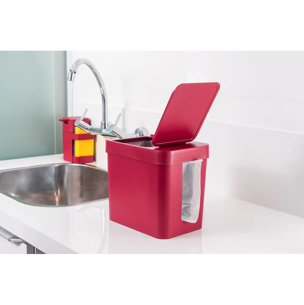 Lixeira com Tampa 5L Soprano Preta com Porta Saco de Lixo