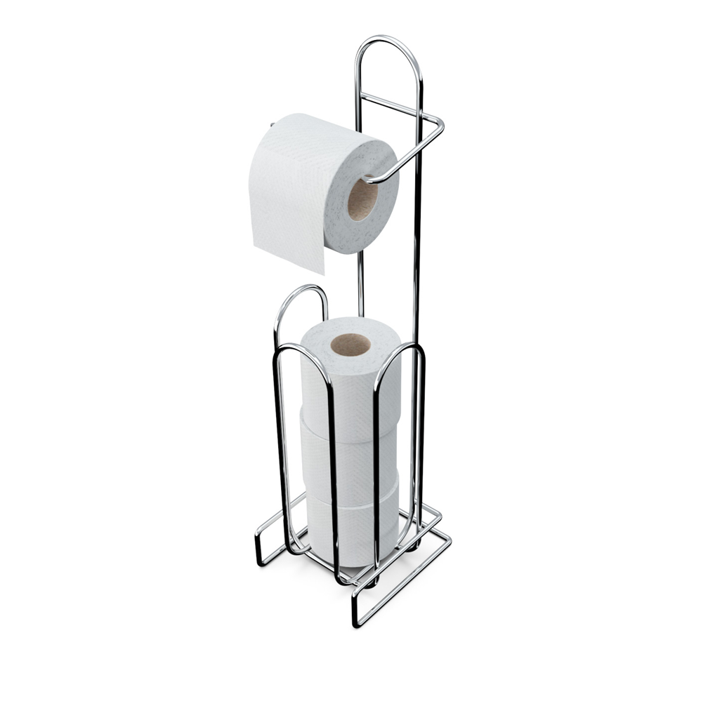 Porta Papel Higiênico de Chão para 4 rolos Stolf Cromado