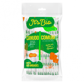 Canudo Biodegradável Comum Strawplast 5mm com 100 unid.
