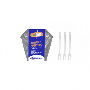 Garfo Aperitivo Cristal Strawplast com 180 unid.