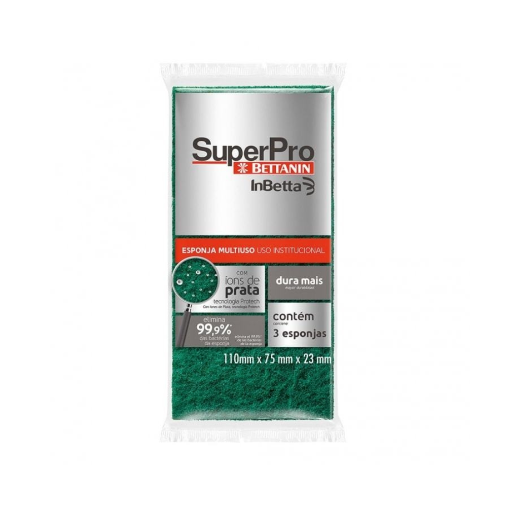 Esponja Dupla Face Multiuso SuperPro com 3 unid.