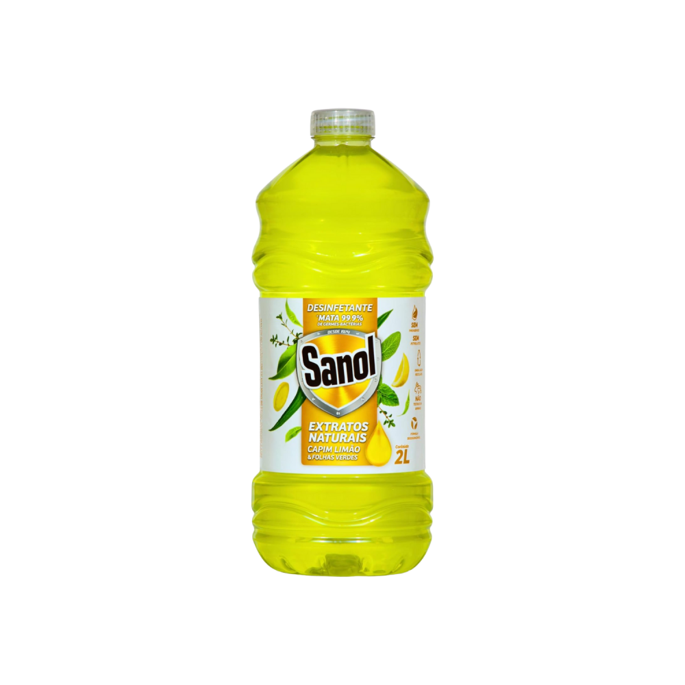 Desinfetante Sanol Extratos Naturais Capim Limão e Folhas Verdes 2L
