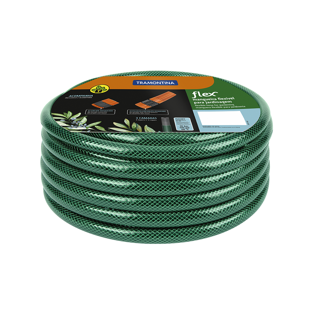 Mangueira para Jardim 1/2" com Engates Tramontina Flex Verde 15 metros
