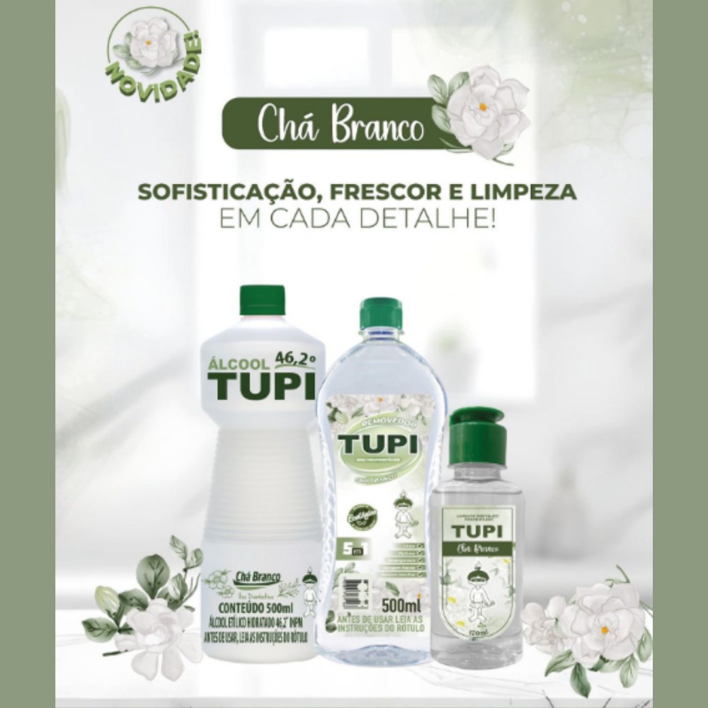 Álcool Líquido 46% Tupi 500mL Chá Branco