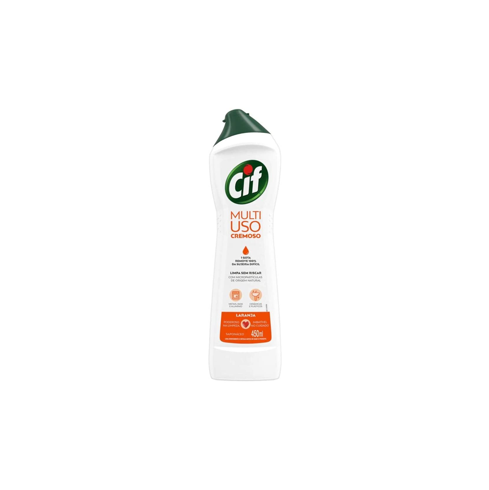 Limpador Cremoso Cif Limpeza Profunda Laranja 450mL
