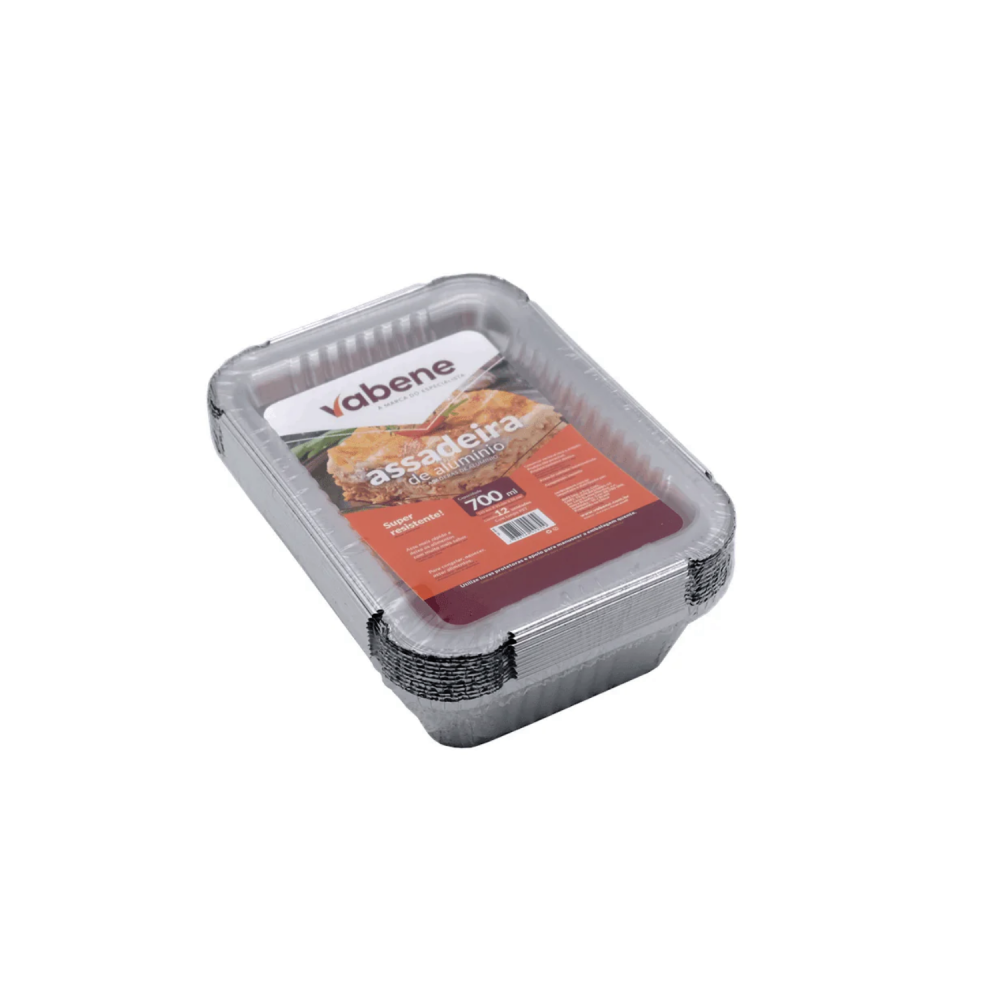 Marmitex de Alumínio 700mL Vabene c/ Tampa PET com 12 unid.