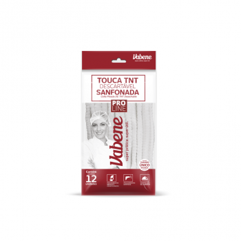 Touca Descartável TNT Sanfonada Branca Vabene com 12 unid.