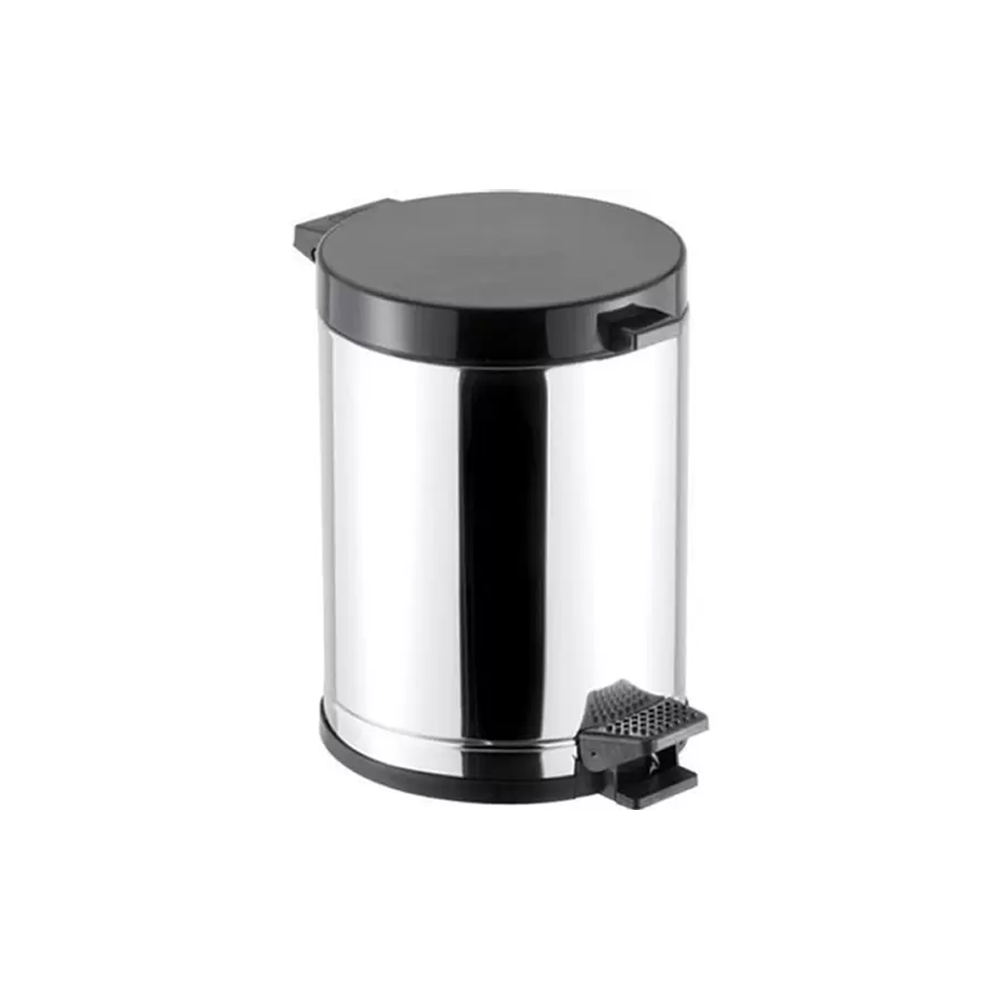 Lixeira Inox com Pedal 10,5L Viel com Tampa Preta 