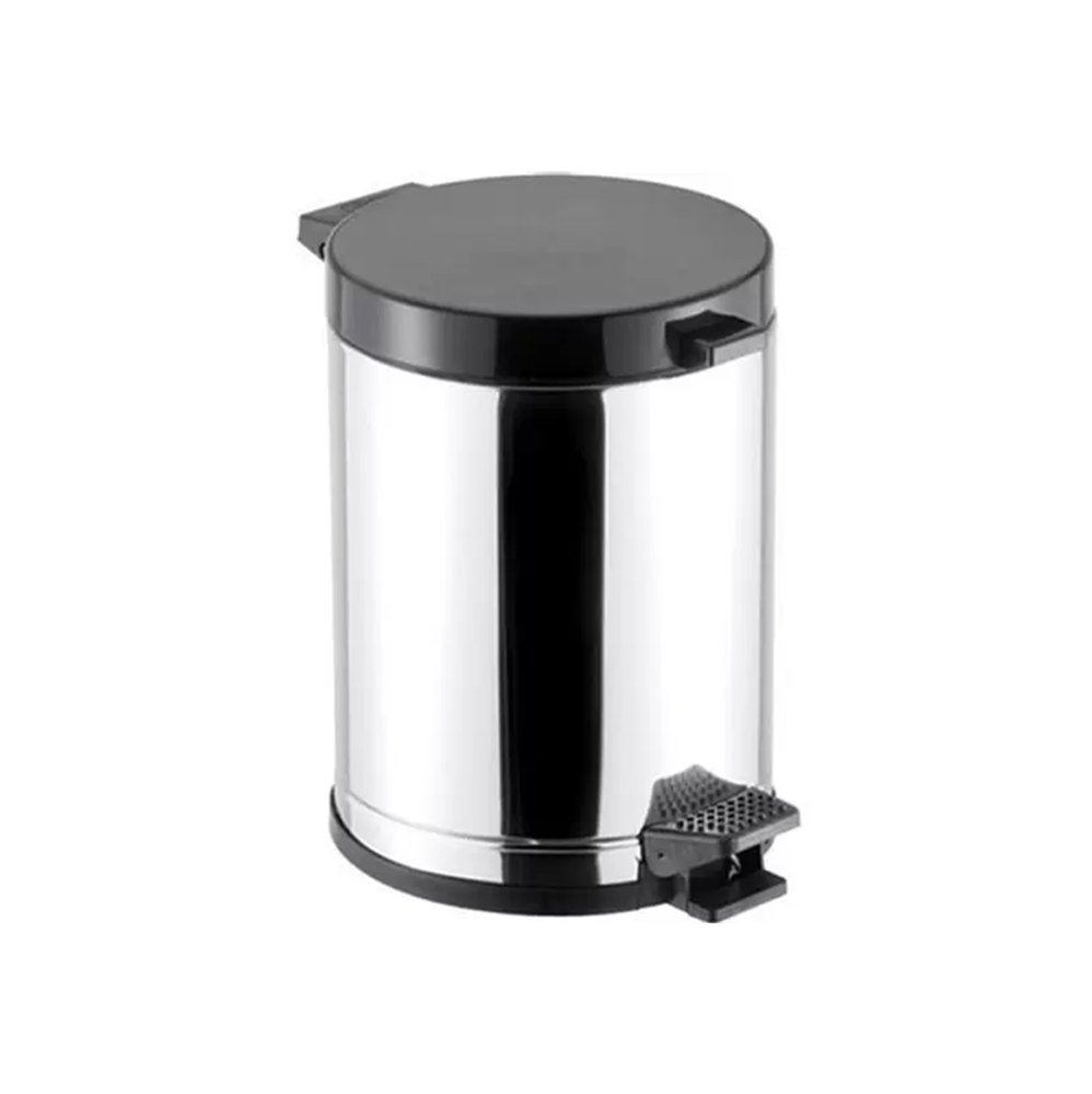 Lixeira Inox com Pedal 15L Viel com Tampa Preta 