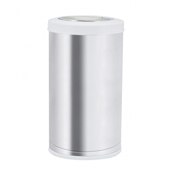 Lixeira Inox com Tampa Basculante 20L Viel com Aro Branco
