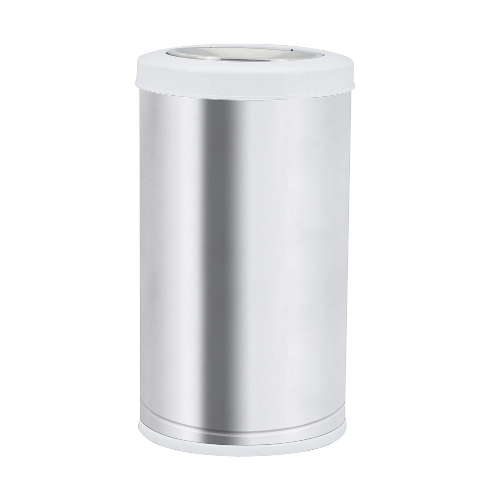 Lixeira Inox com Tampa Basculante 20L Viel com Aro Branco