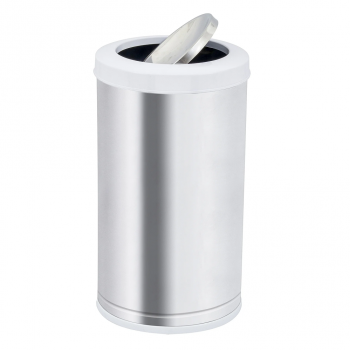 Lixeira Inox com Tampa Basculante 20L Viel com Aro Branco