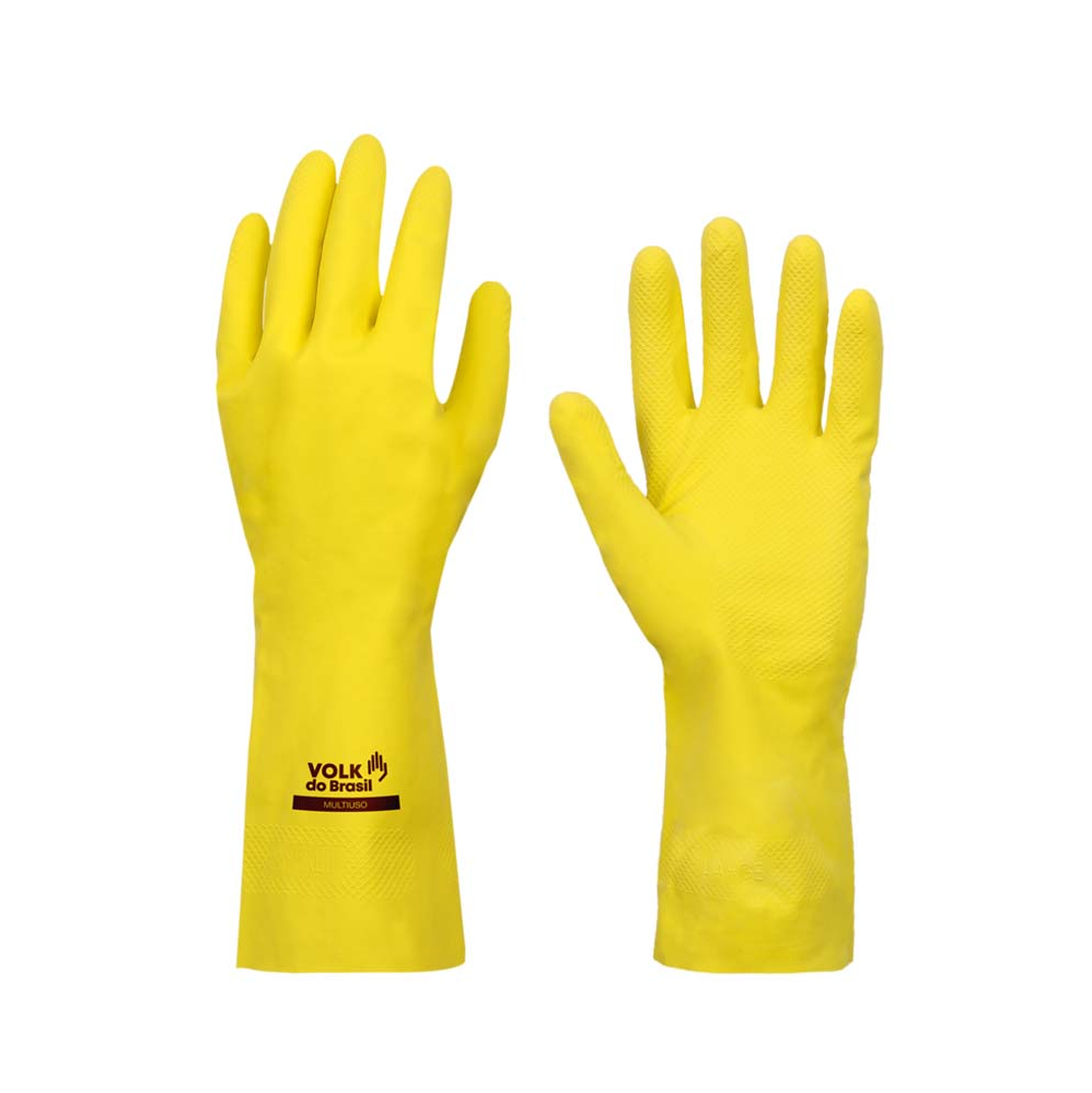 Luva Látex Amarela 8" Volk Multiuso Slim - Tamanho M