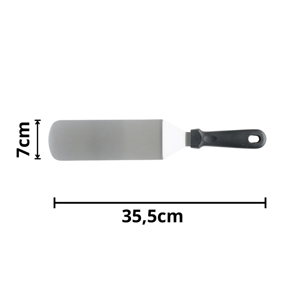 Espátula Longa Curva Profissional Inox Cabo em Polipropileno Preto 35,5 x 7cm Weck