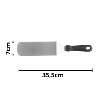 Espátula Longa Curva Profissional Inox Cabo em Polipropileno Preto 35,5 x 7cm Weck