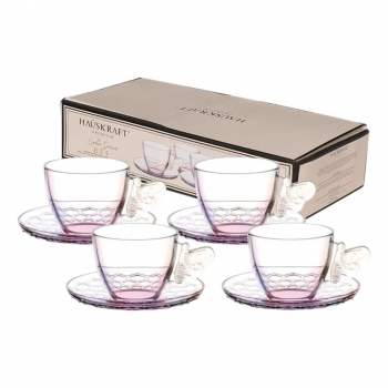 Jogo de Xicaras c/Pires 80ml Bee Rainbow c/4pc Hauskraft 