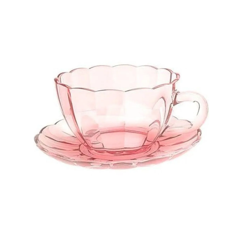 Jogo de Xicaras c/Pires 80ml Peach Rosa c/6pc Hauskraft 