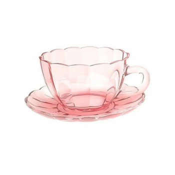 Jogo de Xicaras c/Pires 80ml Peach Rosa c/6pc Hauskraft 