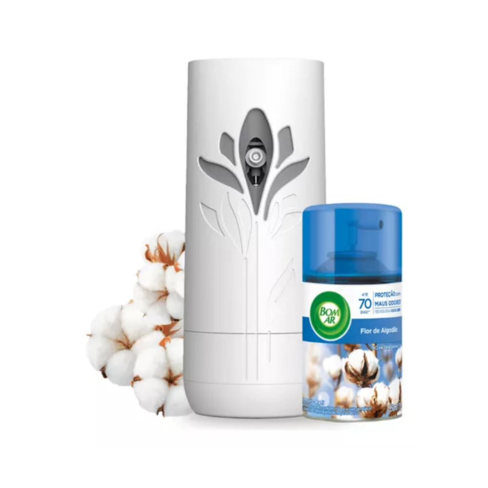 Aromatizador Spray Automático Bom Ar Freshmatic Flor de Algodão Aparelho + 1 Refil 250mL