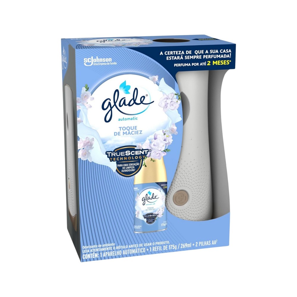 Aromatizador Spray Automático Glade Toque de Maciez Aparelho + 1 Refil