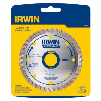 Disco de Corte Diamantado Liso Contínuo Irwin 110mmx20mm 