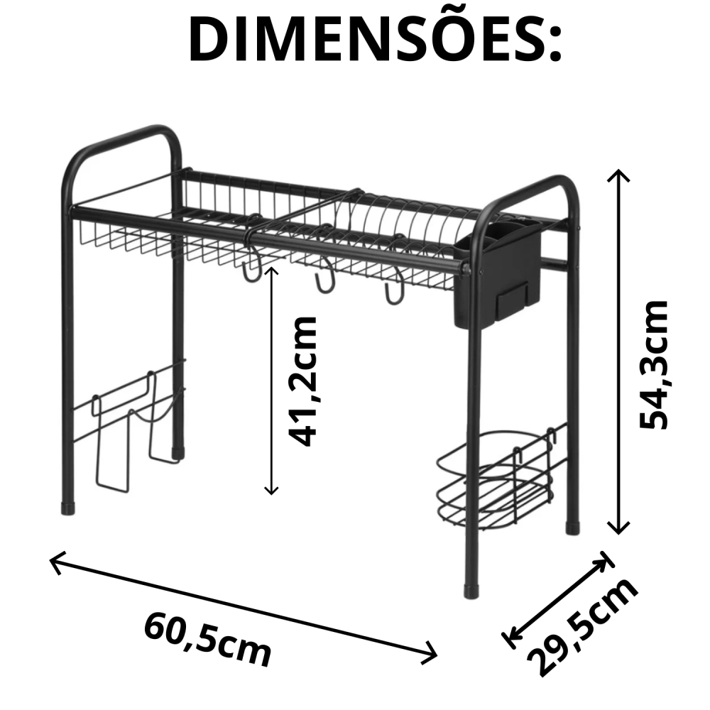 Escorredor de Louças Suspenso Rack 1 Arthi Black