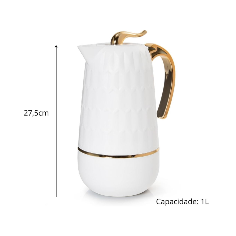 Garrafa Térmica de Rosca 1L Pomezia Termopro Branca