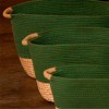 Cesto de Fibra Natural e Algodão com Alça 46x29x28cm Verde Esmeralda