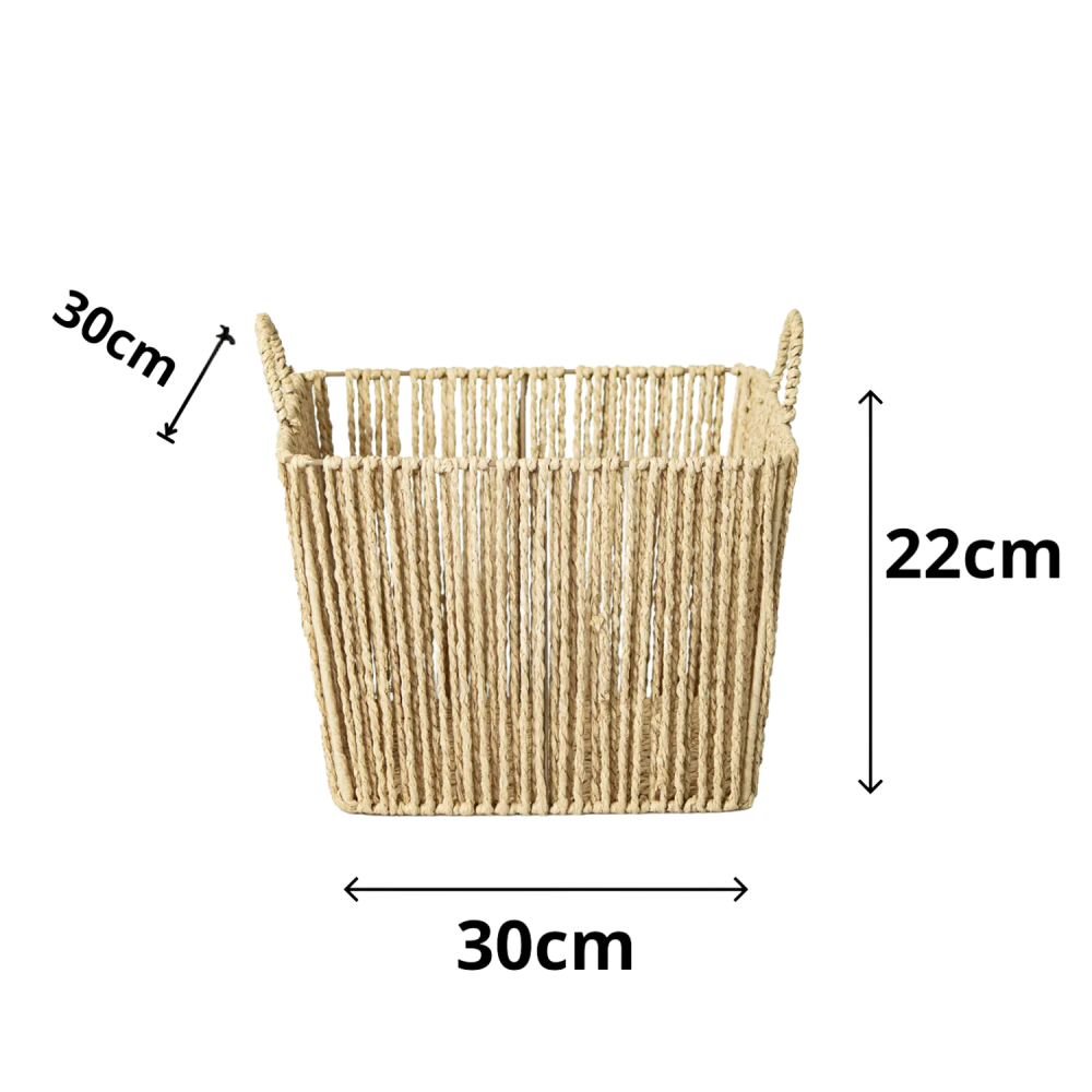 Cesto de Fibra Natural com Alça 30x30x22cm Nature